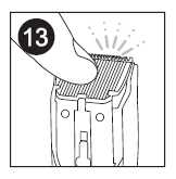 Push the cutting unit back onto the trimmer until you hear a click (fig. 13). Storage Be sure trimmer is turned OFF.