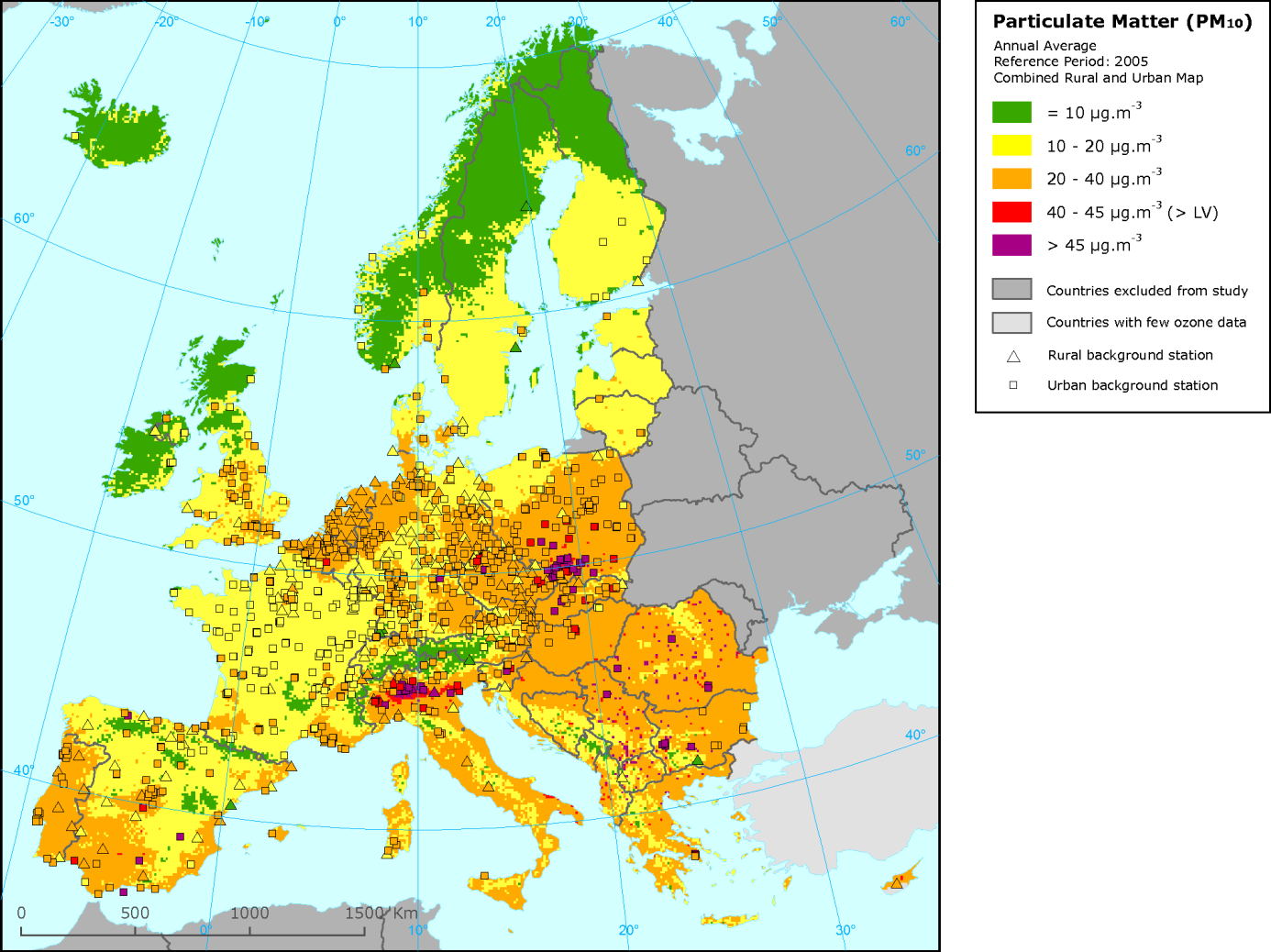 9 Εικόνα 1.3: Ετήσια συγκέντρωση ΑΣ 10 στην Ευρώπη το 2005. (URL2 ).