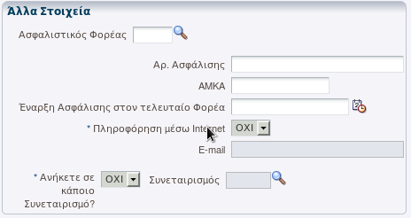 Τα πεδία με την ένδειξη * είναι υποχρεωτικά προς συμπλήρωση αλλά για την διευκόλυνση του χρήστη έρχονται by default συμπληρωμένα με την ένδειξη ΟΧΙ.