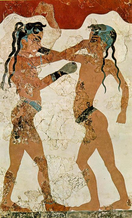 Η ζωγραφική στην Κρήτη έφτασε επίσης σε πολύ υψηλό επίπεδο, όπως δείχνουν οι τοιχογραφίες από τα ανάκτορα της Κνωσού, (2.000 π.χ.).