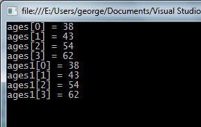 Αντίγραφα αναφορών πινάκων #2 class CopyArrayReference public static void Main() int[] ages = 28, 33, 44, 52 ; //Τν ages1 αλαθέξεηαη ζην *ίδην* αληηθείκελν πίλαθα int[] ages1 = ages; //Πξνζζέηνπκε 10