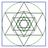 Στα σημεία που τέμνονται τα δύο τρίγωνα σχεδιάζουμε έναν κύκλο.