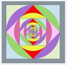 Ρυθμίζουμε το βάθος σε 10, αποκρύπτουμε όλα τα σημεία και τα σημάδια του Iterate Χρωματίζουμε. Κύκλοι και μηνίσκοι Σχεδιάζουμε ένα τετράγωνο και τις διαγώνιους του.