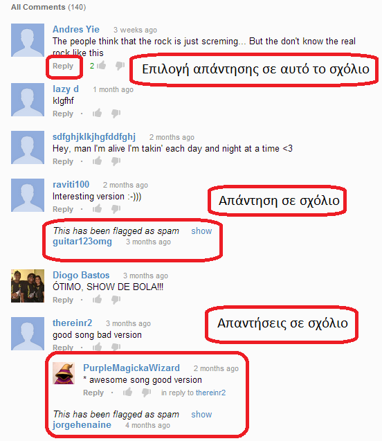 (Vote Up / Down). Τα πρόσφατα σχόλια που διαθέτουν τις περισσότερες θετικές ψήφους εμφανίζονται επίσης ακριβώς κάτω από το βίντεο.