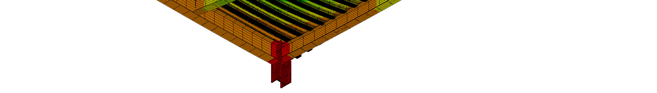 central secondary beams 400 300 200 Simulation Mid-span of protected edge secondary beams Mid-span of