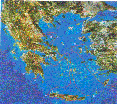 Εικόνα 5.2: Ισοκεραυνικός χάρτης Ελλάδας[1] Από την εξίσωση 5.