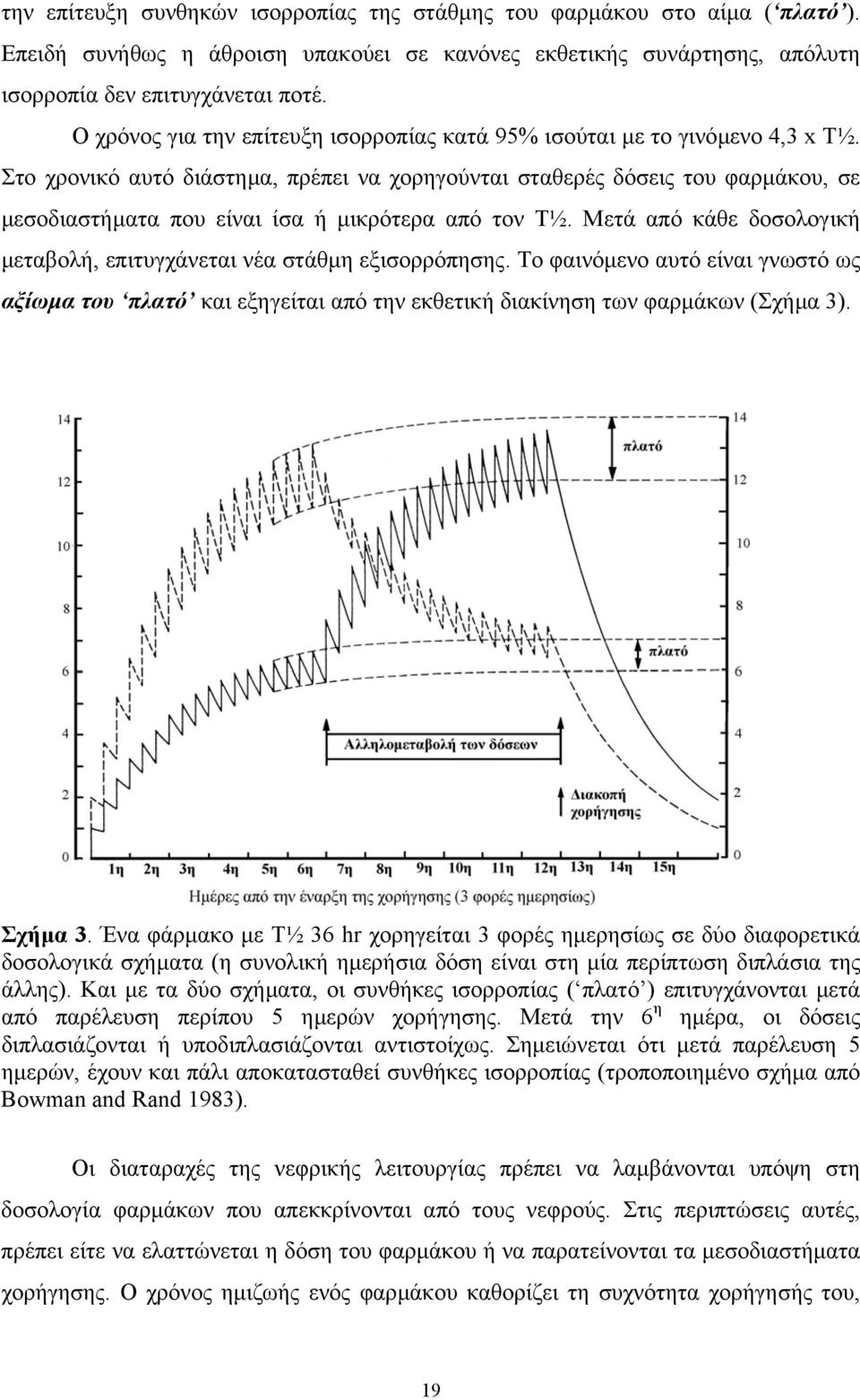 Στο χρονικό αυτό διάστηµα, πρέπει να χορηγούνται σταθερές δόσεις του φαρµάκου, σε µεσοδιαστήµατα που είναι ίσα ή µικρότερα από τον Τ½.