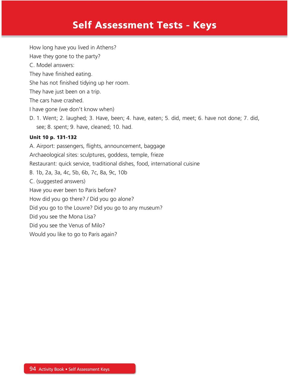 Unit 10 p. 131-132 A.