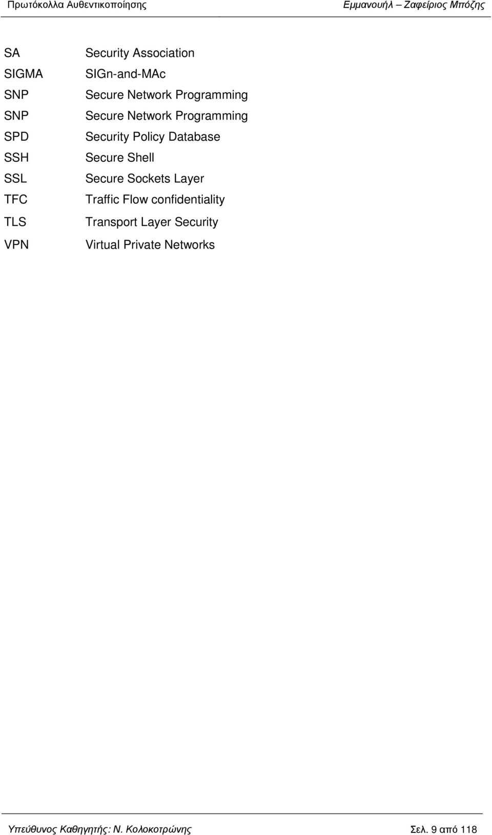 Secure Shell Secure Sockets Layer Traffic Flow confidentiality Transport Layer