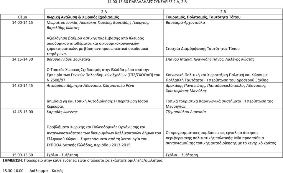 00 Αξιολόγηση βαθμού αστικής παρέμβασης από πλευράς οικοδομικού αποθέματος και οικονομικοκοινωνικών χαρακτηριστικών, με βάση αντιπροσωπευτικά οικοδομικά τετράγωνα.