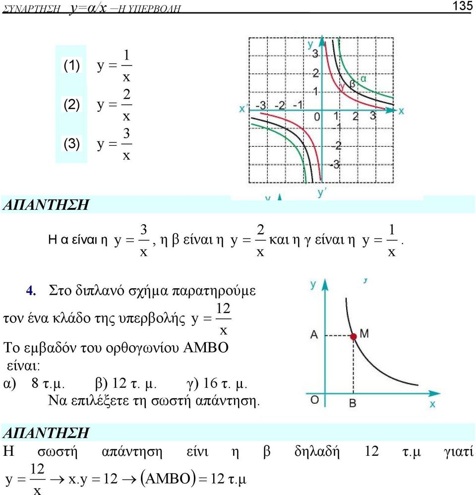 Στο διπλανό σχήµα παρατηρούµε τον ένα κλάδο της υπερβολής To εµβαδόν του