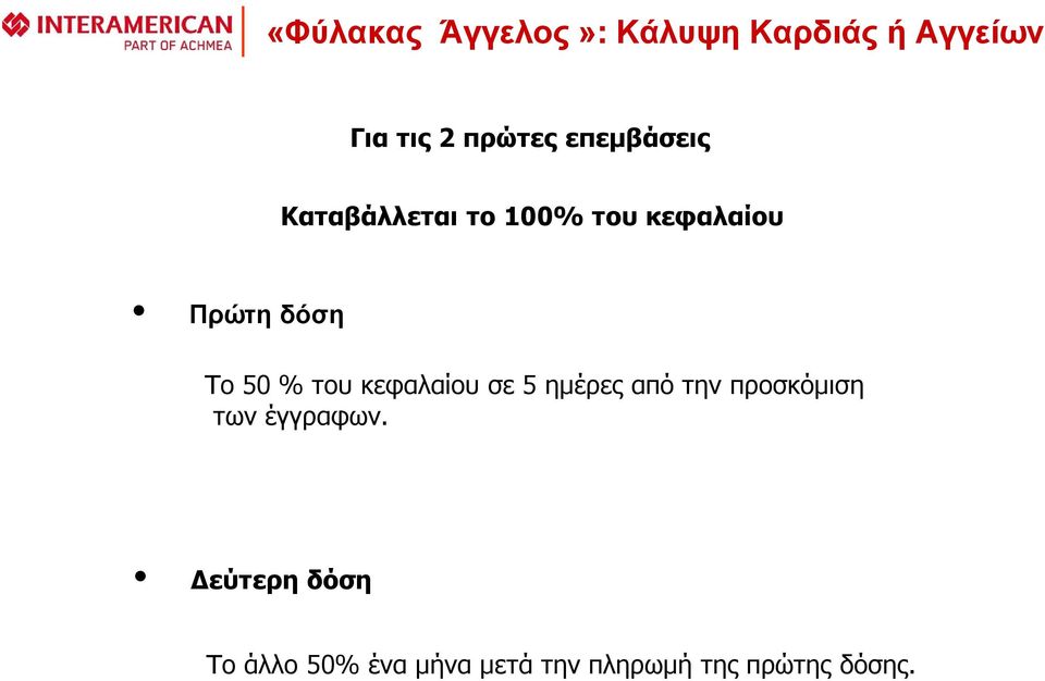 % του κεφαλαίου σε 5 ημέρες από την προσκόμιση των έγγραφων.