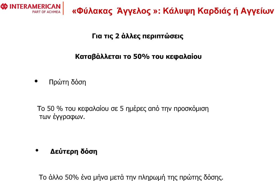 % του κεφαλαίου σε 5 ημέρες από την προσκόμιση των έγγραφων.
