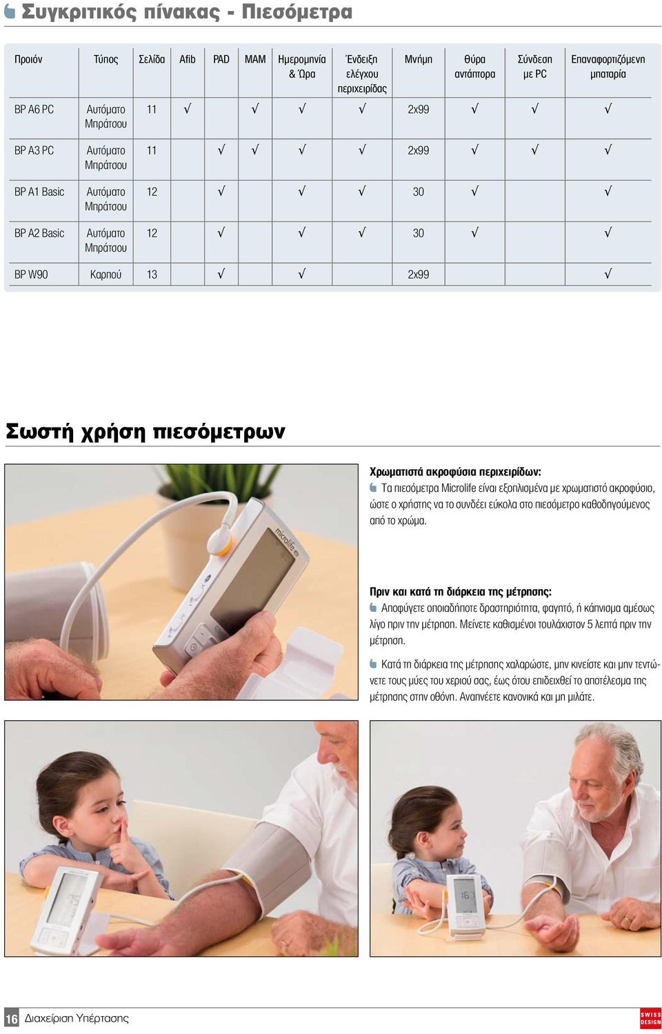 πιεσόμετρα Microlife είναι εξοπλισμένα με χρωματιστό ακροφύσιο, ώστε ο χρήστης να το συνδέει εύκολα στο πιεσόμετρο καθοδηγούμενος από το χρώμα.