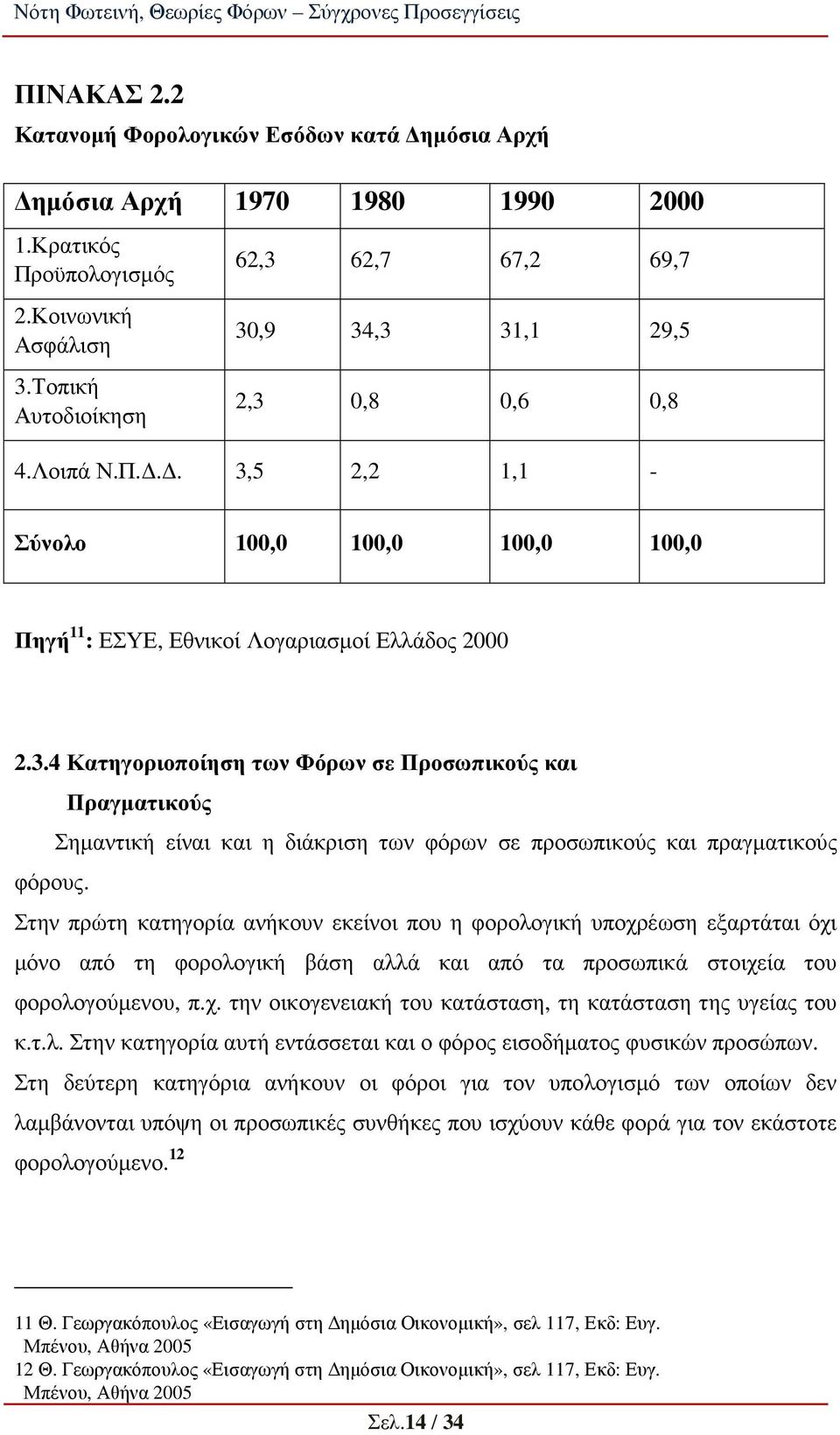 Στην πρώτη κατηγορία ανήκουν εκείνοι που η φορολογική υποχρέωση εξαρτάται όχι µόνο από τη φορολογική βάση αλλά και από τα προσωπικά στοιχεία του φορολογούµενου, π.χ. την οικογενειακή του κατάσταση, τη κατάσταση της υγείας του κ.