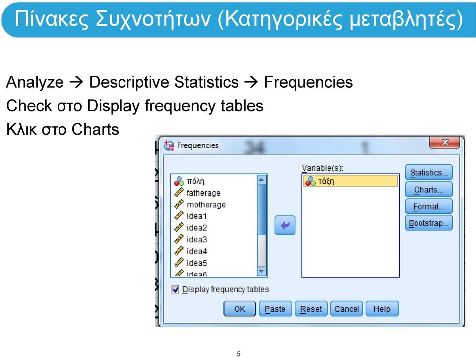 Statistics Frequencies Check στο