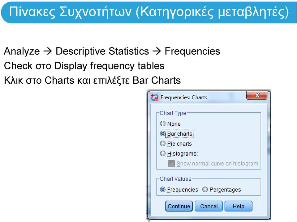 Statistics Frequencies Check στο Display