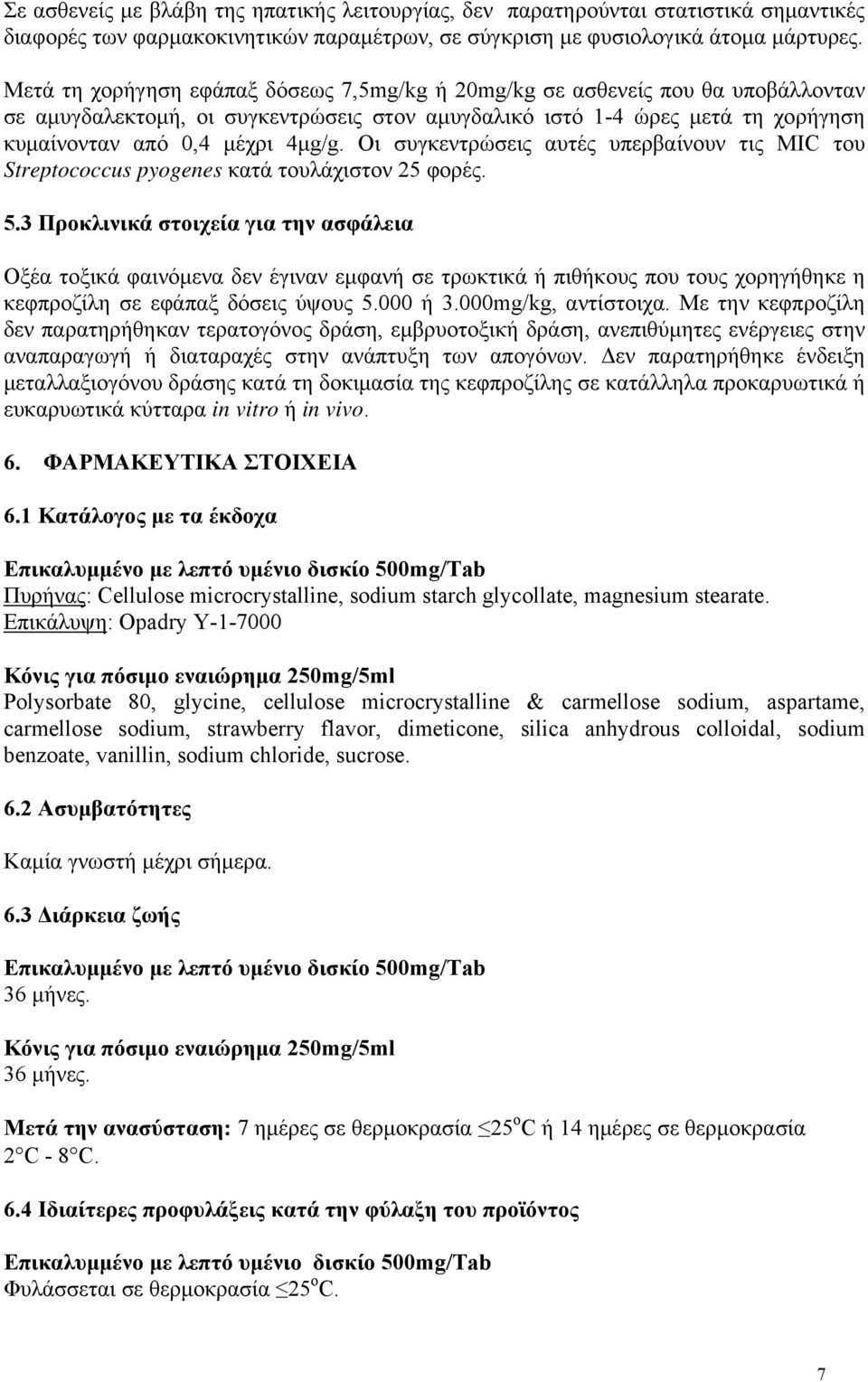 Οι συγκεντρώσεις αυτές υπερβαίνουν τις MIC του Streptococcus pyogenes κατά τουλάχιστον 25 φορές. 5.