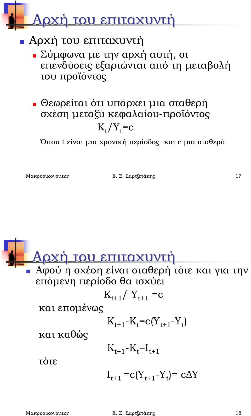 Μακροοικονομική Ε. Σ. Σαρτζετάκης 17 Αρχή του επιταχυντή Αρχή του επιταχυντή!