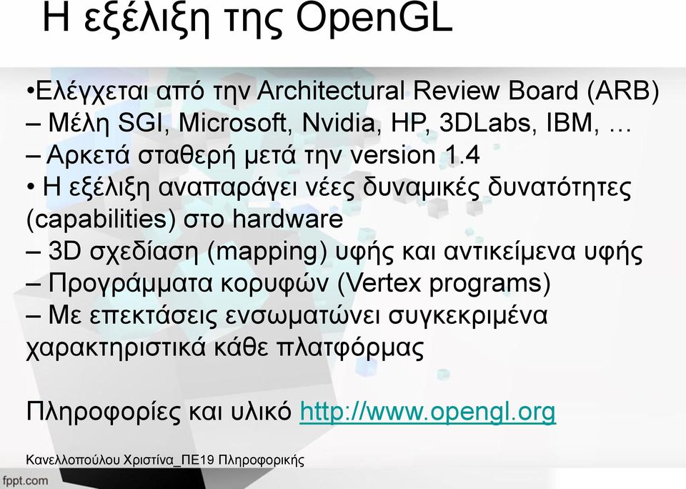 4 Η εξέλιξη αναπαράγει νέες δυναμικές δυνατότητες (capabilities) στο hardware 3D σχεδίαση (mapping) υφής
