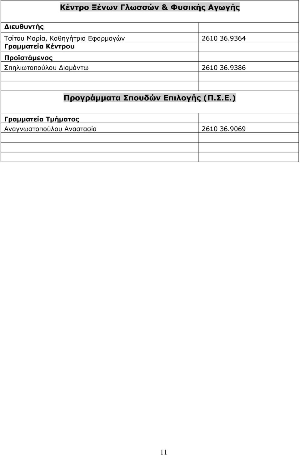 9364 Γραμματεία Κέντρου Σπηλιωτοπούλου Διαμάντω 2610 36.