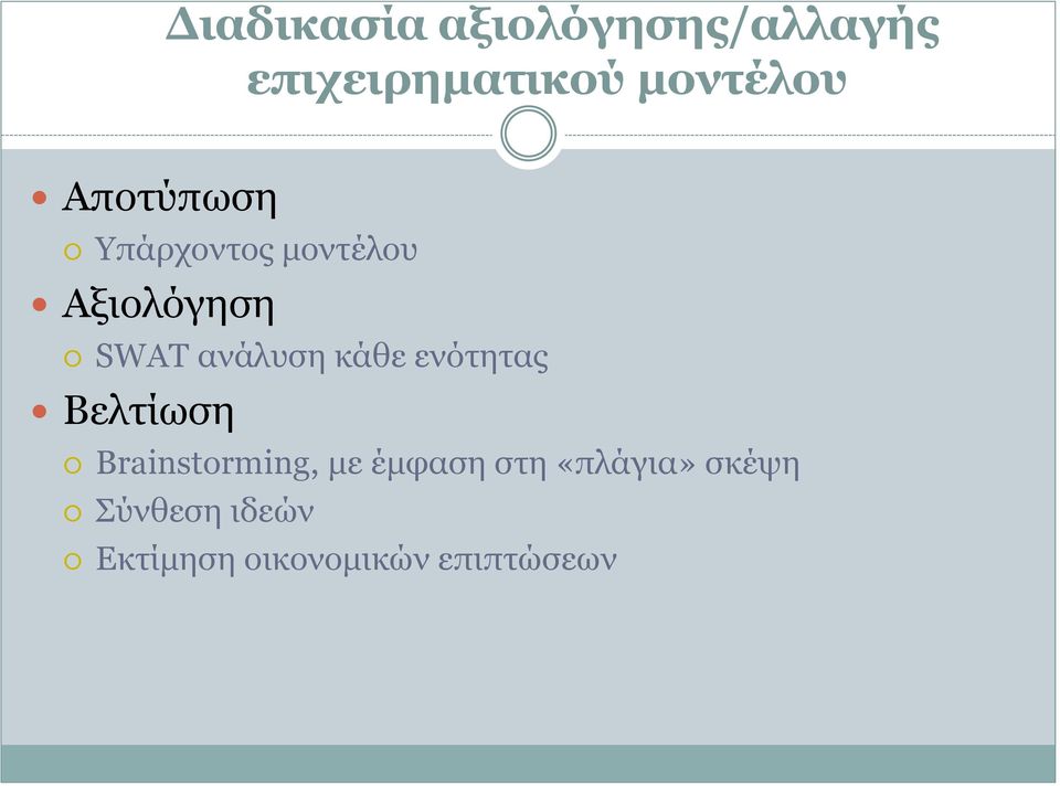κάθε ενότητας Βελτίωση Brainstorming, με έμφαση στη