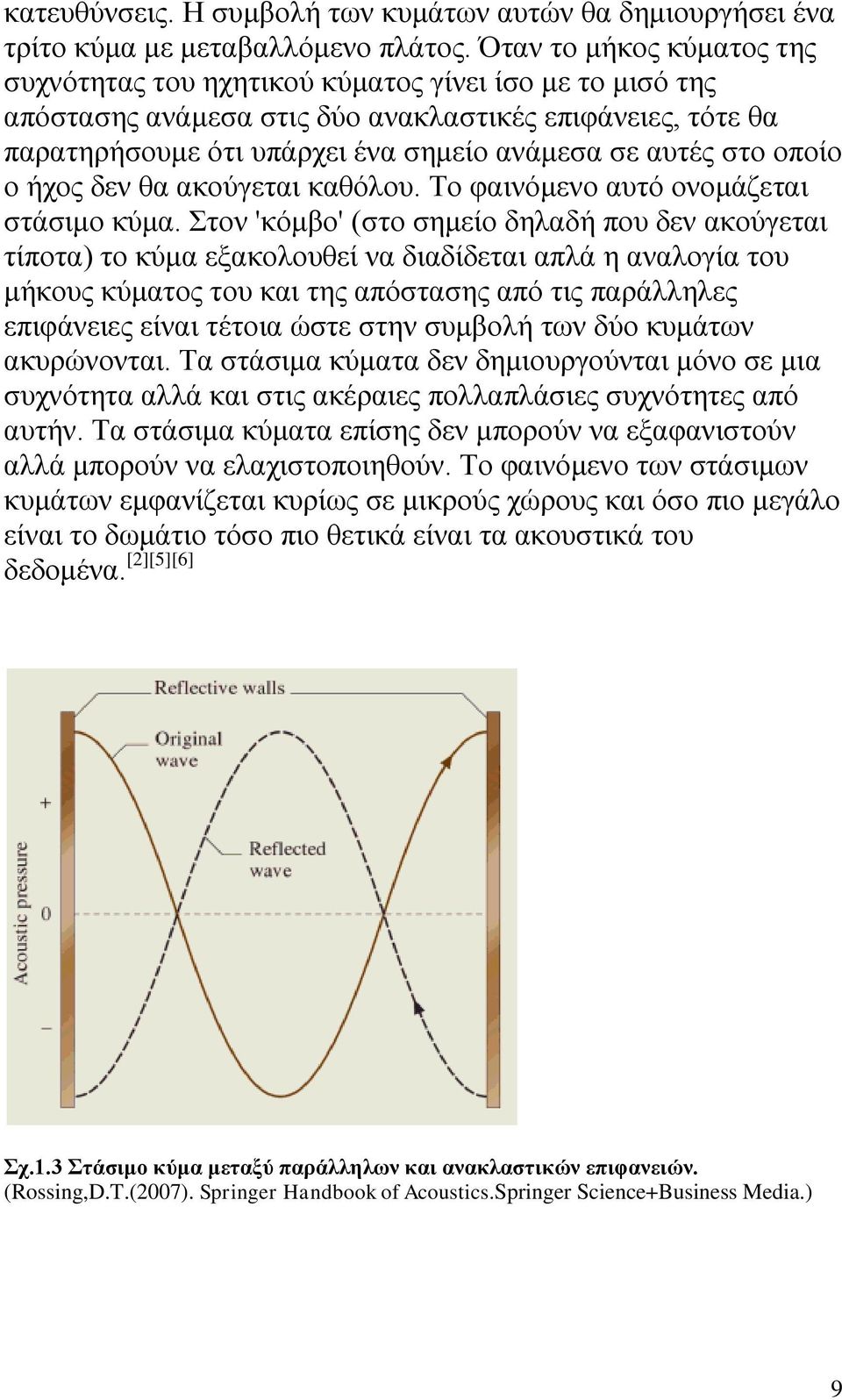 στο οποίο ο ήχος δεν θα ακούγεται καθόλου. Το φαινόμενο αυτό ονομάζεται στάσιμο κύμα.