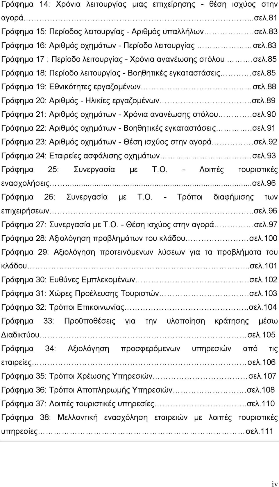 88 Γράφημα 20: Αριθμός - Ηλικίες εργαζομένων..σελ.89 Γράφημα 21: Αριθμός οχημάτων - Χρόνια ανανέωσης στόλου.σελ.90 Γράφημα 22: Αριθμός οχημάτων - Βοηθητικές εγκαταστάσεις..σελ.91 Γράφημα 23: Αριθμός οχημάτων - Θέση ισχύος στην αγορά.