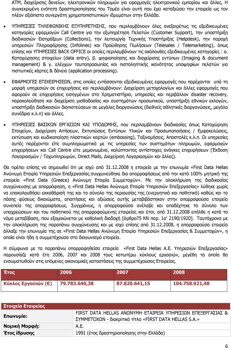 ΥΠΗΡΕΣΙΕΣ ΤΗΛΕΦΩΝΙΚΗΣ ΕΞΥΠΗΡΕΤΗΣΗΣ, που περιλαμβάνουν όλες ανεξαιρέτως τις εξειδικευμένες κατηγορίες εφαρμογών Call Centre για την εξυπηρέτηση Πελατών (Custmer Supprt), την υποστήριξη διαδικασιών