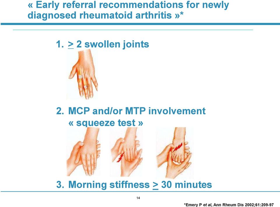 MCP and/or MTP involvement «squeeze test» 3.