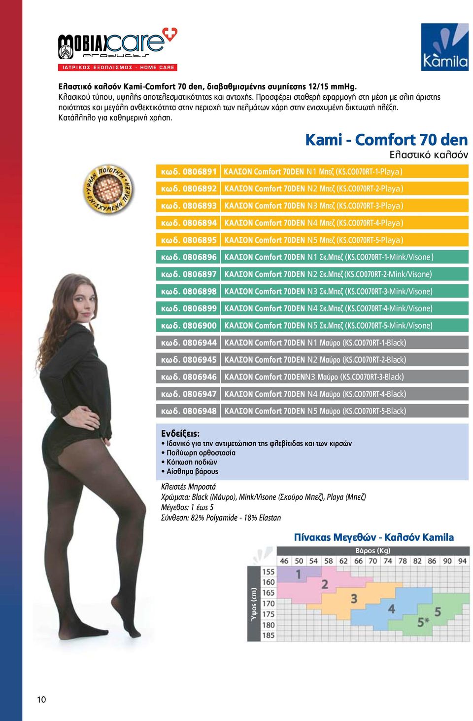 Kami - Comfort 70 den Ελαστικό καλσόν κωδ. 0806891 ΚΑΛΣΟΝ Comfort 70DEN Ν1 Μπεζ (KS.CO070RT-1-Playa ) κωδ. 0806892 ΚΑΛΣΟΝ Comfort 70DEN Ν2 Μπεζ (KS.CO070RT-2-Playa ) κωδ.