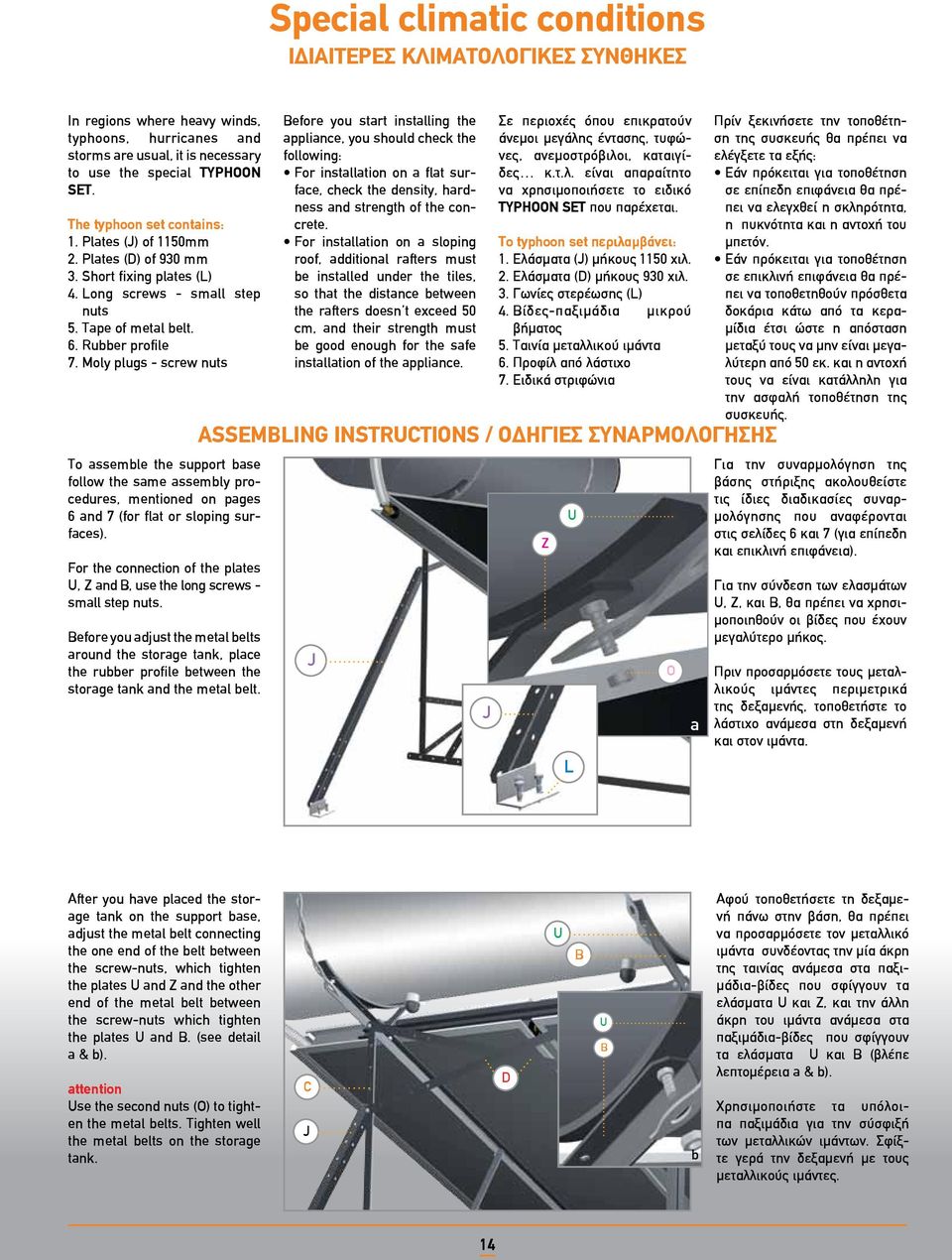 Moly plugs - screw nuts To assemble the support base follow the same assembly procedures, mentioned on pages 6 and 7 (for flat or sloping surfaces).