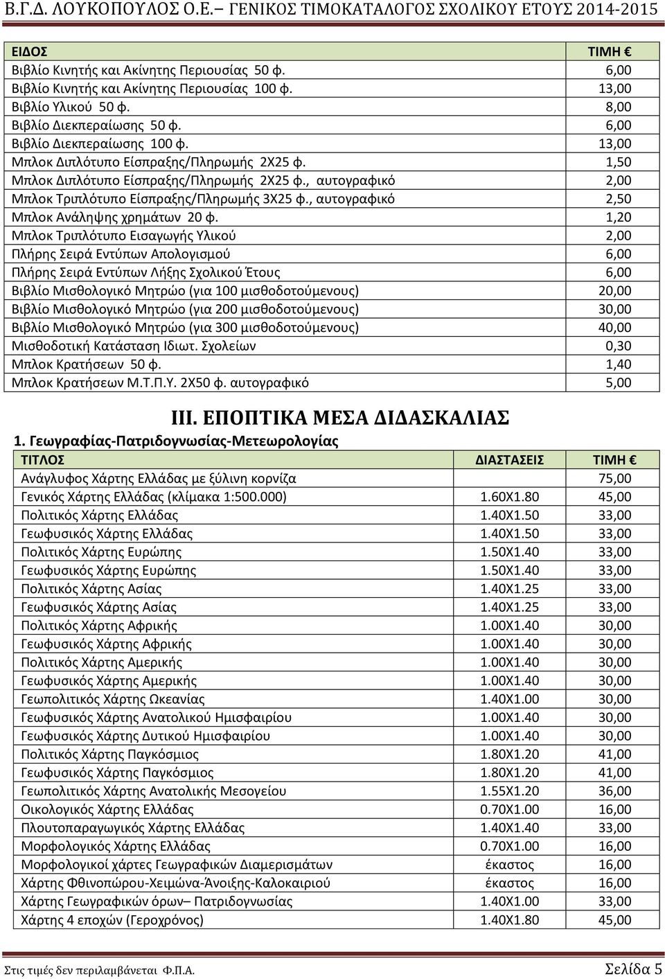 , αυτογραφικό 2,50 Μπλοκ Ανάληψης χρημάτων 20 φ.