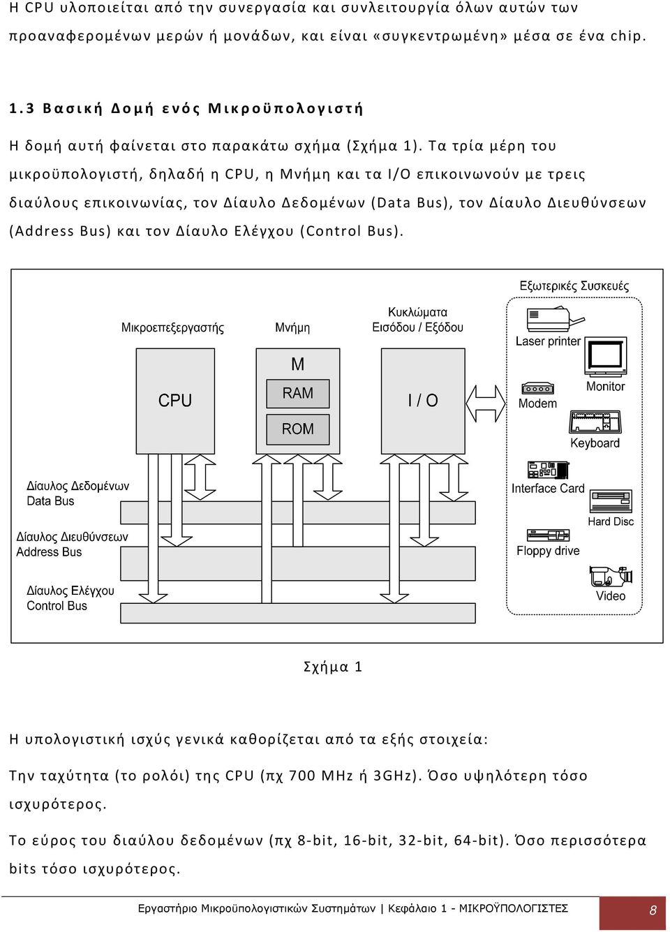 Τα τρία μέρη του μικροϋπολογιστή, δηλαδή η CPU, η Μνήμη και τα Ι/Ο επικοινωνούν με τρεις διαύλους επικοινωνίας, τον Δίαυλο Δεδομένων (Data Bus), τον Δίαυλο Διευθύνσεων (Address Bus) και τον Δίαυλο