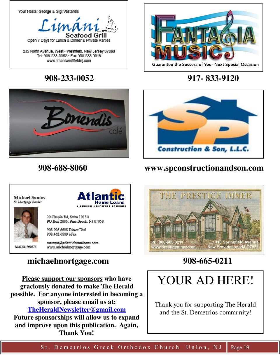 For anyone interested in becoming a sponsor, please email us at: TheHeraldNewsletter@gmail.