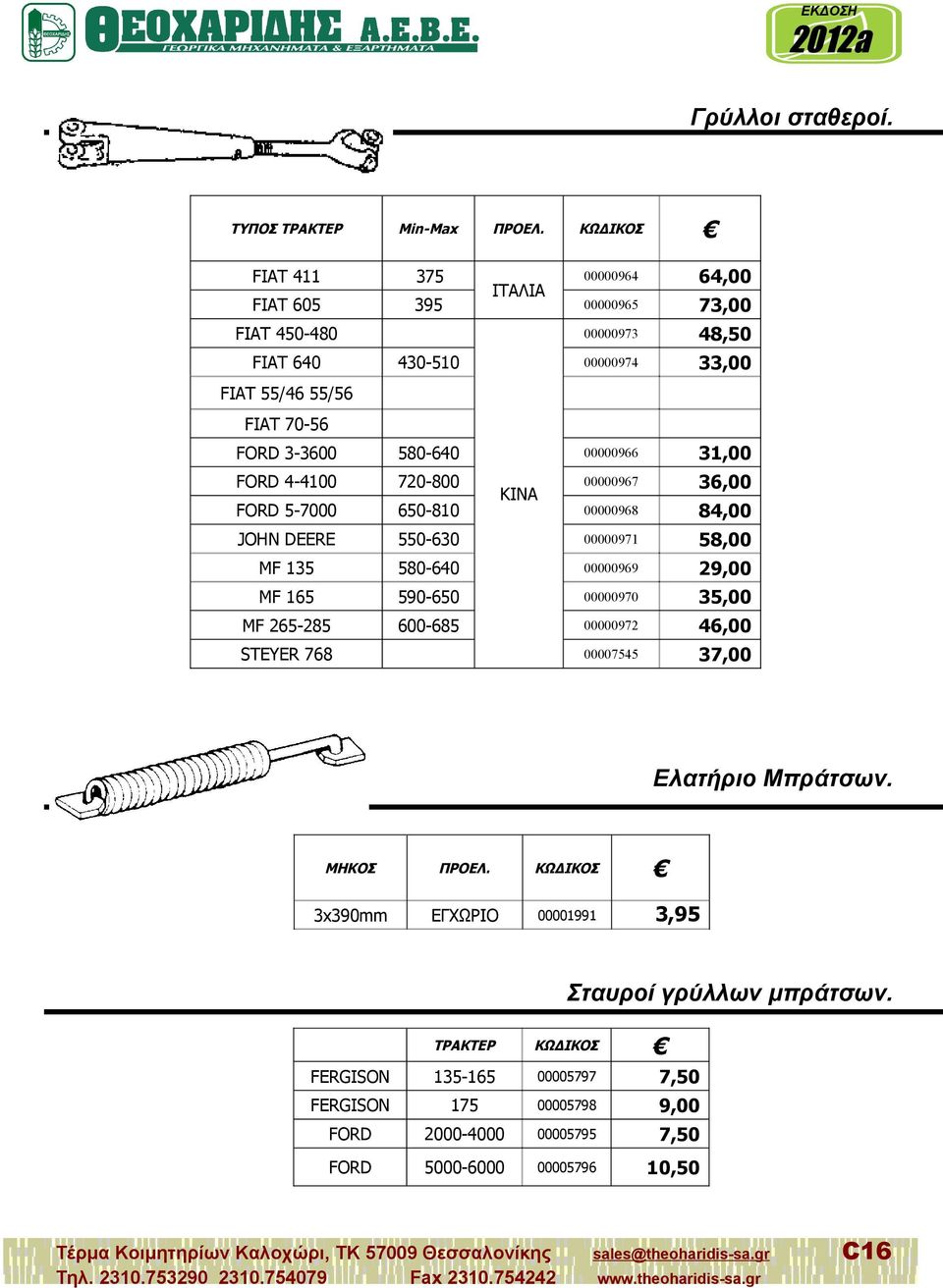 84,00 JOHN DEERE 550-30 00000971 58,00 MF 1 580-40 0000099 29,00 MF 15 590-50 00000970,00 MF 25-285 00-85 00000972 4,00 00007545 37,00 ΙΤΑΛΙΑ FIAT 450-480