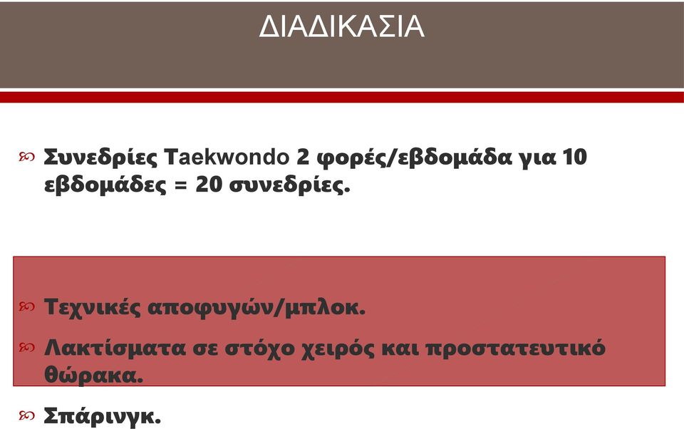 συνεδρίες. Τεχνικές αποφυγών/μπλοκ.