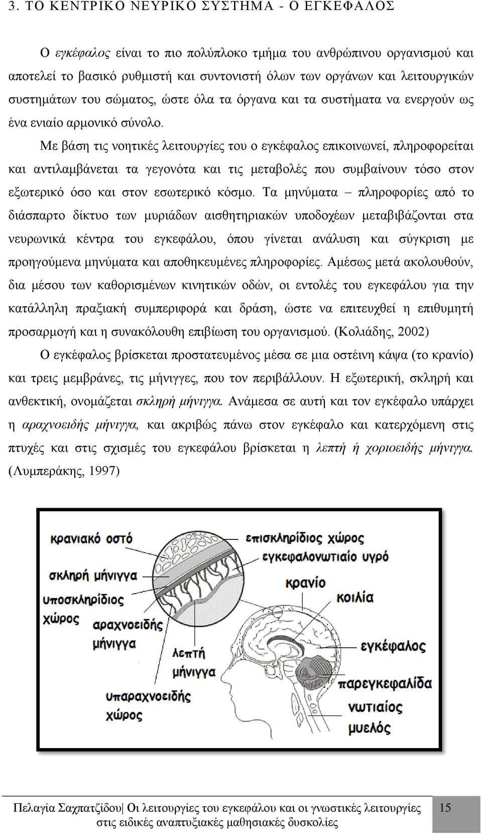 Με βάση τις νοητικές λειτουργίες του ο εγκέφαλος επικοινωνεί, πληροφορείται και αντιλαμβάνεται τα γεγονότα και τις μεταβολές που συμβαίνουν τόσο στον εξωτερικό όσο και στον εσωτερικό κόσμο.