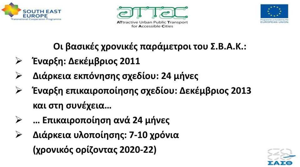 Έναρξη επικαιροποίησης σχεδίου: Δεκέμβριος 2013 και στη συνέχεια