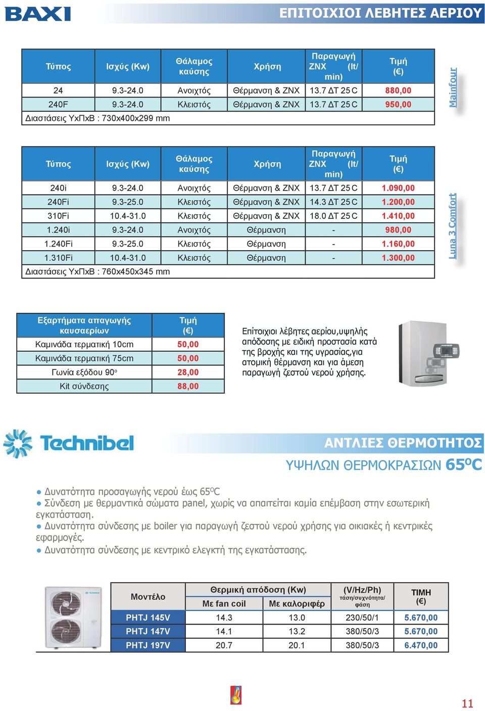 0 Κλειστός Θέρμανση & ΖΝΧ 14.3 ΔΤ 25 C 1.200,00 310Fi 10.4-31.0 Κλειστός Θέρμανση & ΖΝΧ 18.0 ΔΤ 25 C 1.410,00 1.240i 9.3-24.0 Ανοιχτός Θέρμανση - 980,00 1.240Fi 9.3-25.0 Κλειστός Θέρμανση - 1.