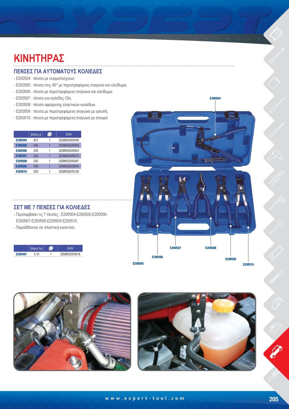 - E200510 : πένσα με περιστρεφόμενη σιαγώνα με σταυρό E200504 E200504 470 1 3258952005049 E200505 240 1 3258952005056 E200506 235 1 3258952005063 E200507 230 1 3258952005070 E200508 200 1