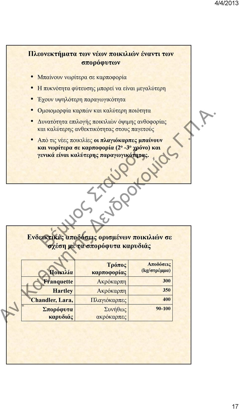 μπαίνουν και νωρίτερα σε καρποφορία (2 ο -3 ο χρόνο) και γενικά είναι καλύτερης παραγωγικότητας.