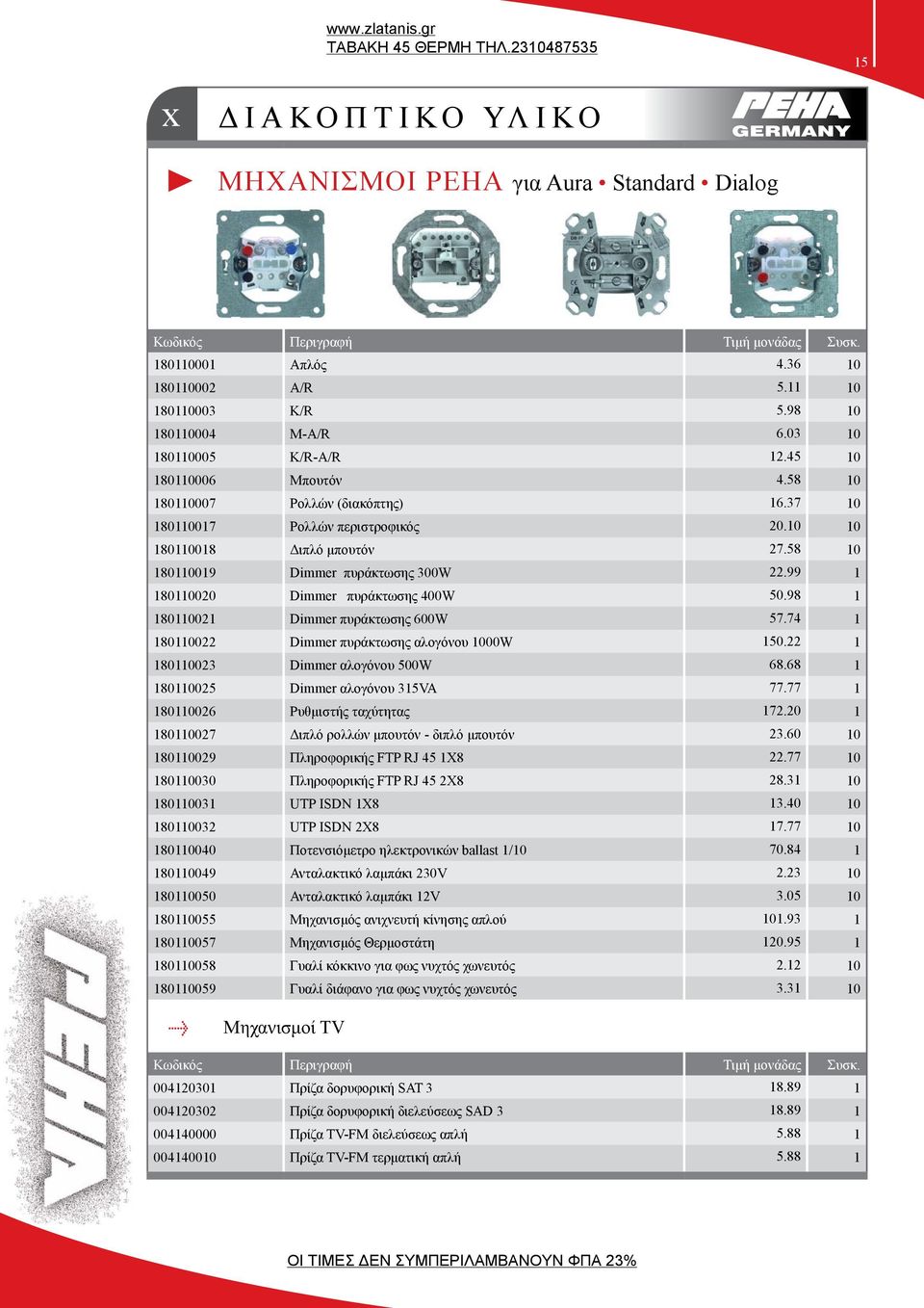 99 1 180110020 Dimmer πυράκτωσης 400W 50.98 1 180110021 Dimmer πυράκτωσης 600W 57.74 1 180110022 Dimmer πυράκτωσης αλογόνου 1000W 150.22 1 180110023 Dimmer αλογόνου 500W 68.