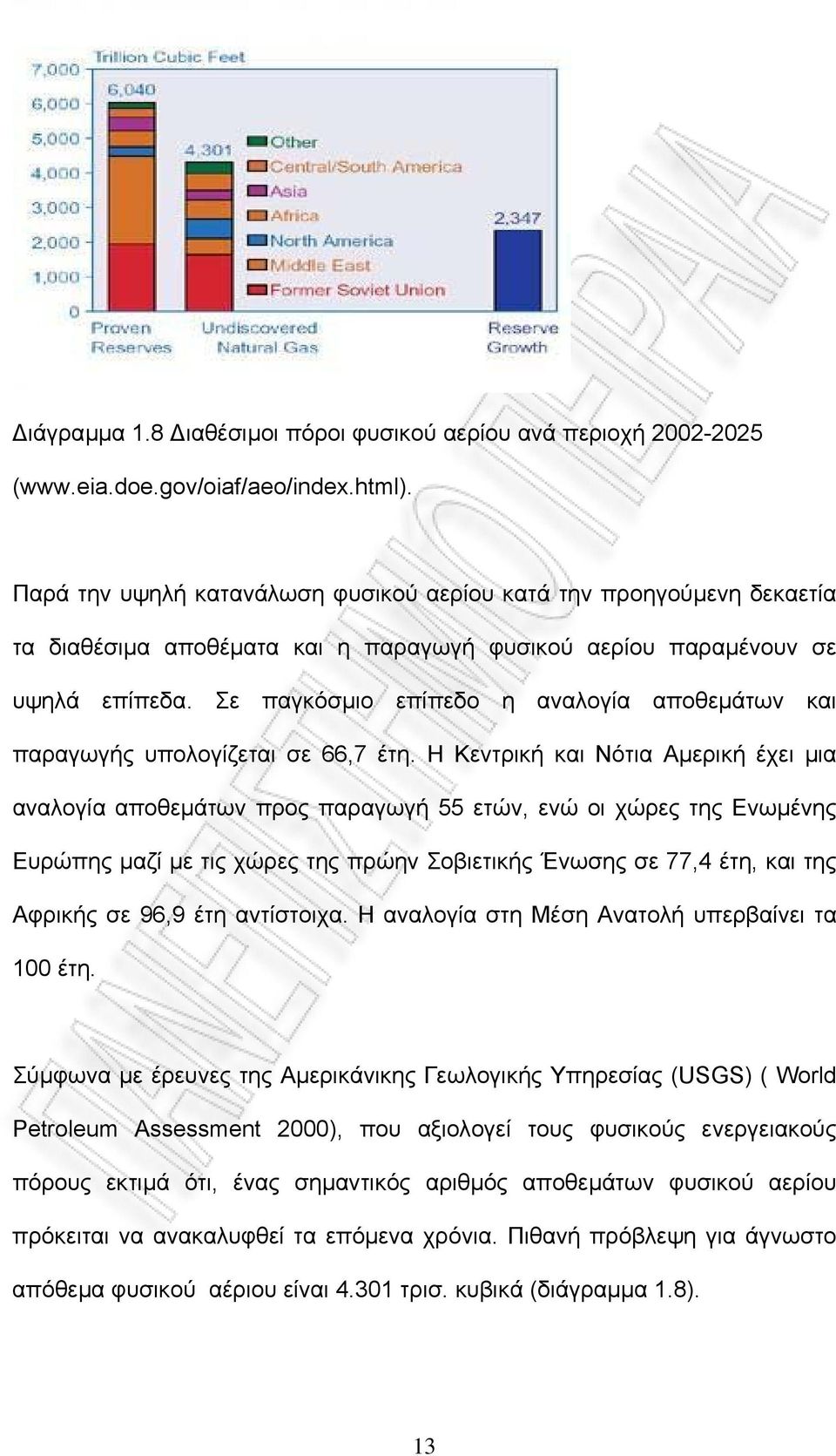 Σε παγκόσµιο επίπεδο η αναλογία αποθεµάτων και παραγωγής υπολογίζεται σε 66,7 έτη.