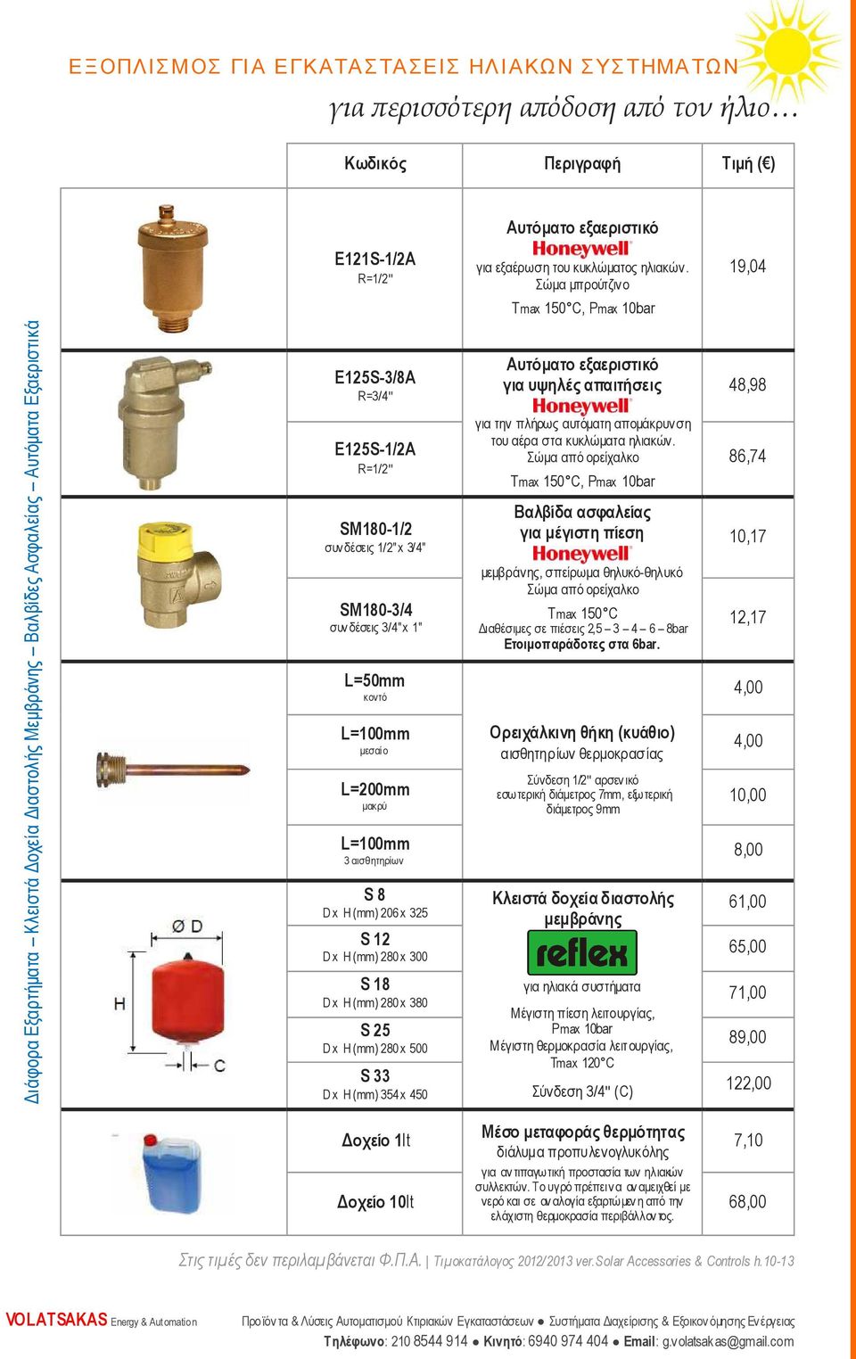 Σώµα µπρούτζινο Tmax 150 C, Pmax 10bar Αυτόµατο εξαεριστικό για υψηλές απαιτήσεις για την πλήρως αυτόµατη αποµάκρυνση του αέρα στα κυκλώµατα ηλιακών.