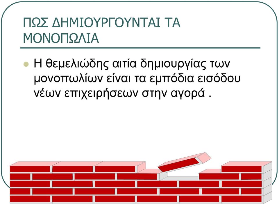 µονοπωλίων είναι τα εµπόδια