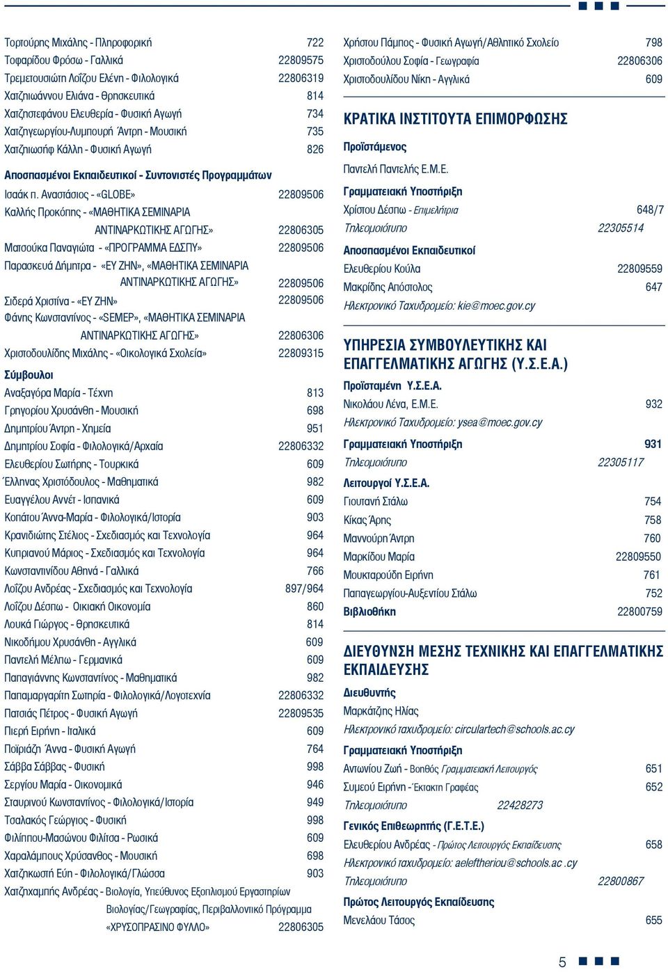 Αναστάσιος - «GLOBE» 22809506 Καλλής Προκόπης - «ΜΑΘΗΤΙΚΑ ΣΕΜΙΝΑΡΙΑ ΑΝΤΙΝΑΡΚΩΤΙΚΗΣ ΑΓΩΓΗΣ» 22806305 Ματσούκα Παναγιώτα - «ΠΡΟΓΡΑΜΜΑ ΕΔΣΠΥ» 22809506 Παρασκευά Δήμητρα - «ΕΥ ΖΗΝ», «ΜΑΘΗΤΙΚΑ ΣΕΜΙΝΑΡΙΑ