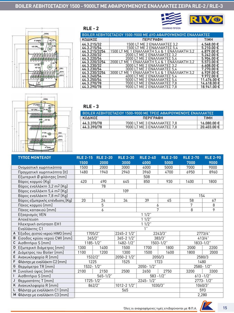 904.00 44.3.220/3254 2000 LT ΜΕ 1 ΕΝΑΛΛΑΚΤΗ 5,4 & 1 ΕΝΑΛΛΑΚΤΗ 3,2 5.573.00 44.3.230/32 3000 LT ΜΕ 2 ΕΝΑΛΛΑΚΤΕΣ 3,2 6.608.00 44.3.230/54 3000 LT ΜΕ 2 ΕΝΑΛΛΑΚΤΕΣ 5,4 7.270.00 44.3.230/3254 3000 LT ΜΕ 1 ΕΝΑΛΛΑΚΤΗ 5,4 & 1 ΕΝΑΛΛΑΚΤΗ 3,2 6.