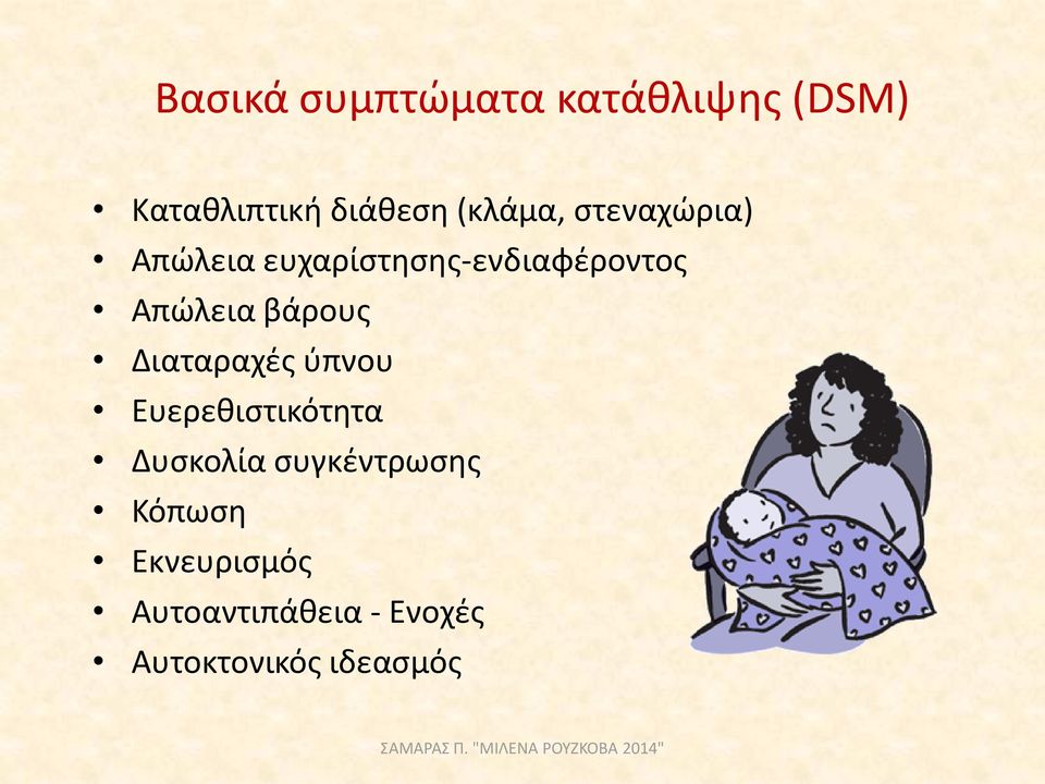 Απώλεια βάρους Διαταραχές ύπνου Ευερεθιστικότητα Δυσκολία