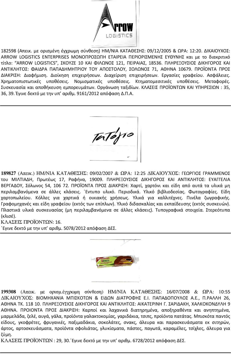 ΠΛΗΡΕΞΟΥΣΙΟΣ ΔΙΚΗΓΟΡΟΣ ΚΑΙ ΑΝΤΙΚΛΗΤΟΣ: ΦΑΙΔΡΑ ΠΑΠΑΔΗΜΗΤΡΙΟΥ ΤΟΥ ΑΠΟΣΤΟΛΟΥ, ΣΟΛΩΝΟΣ 71, ΑΘΗΝΑ 10679. ΠΡΟΪΟΝΤΑ ΠΡΟΣ ΔΙΑΚΡΙΣΗ: Διαφήμιση. Διοίκηση επιχειρήσεων. Διαχείριση επιχειρήσεων.